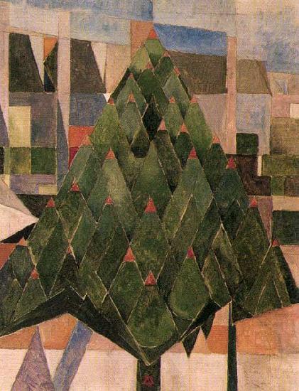 Tree with houses., Theo van Doesburg